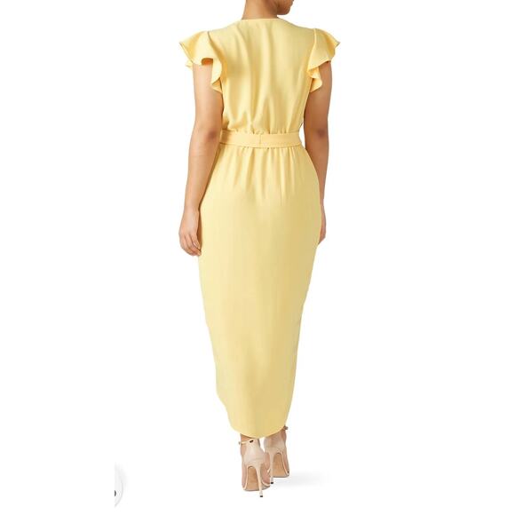 Amanda Uprichard Martinique Yellow Midi Belted Wrap Dress size 2X - Picture 2 of 8